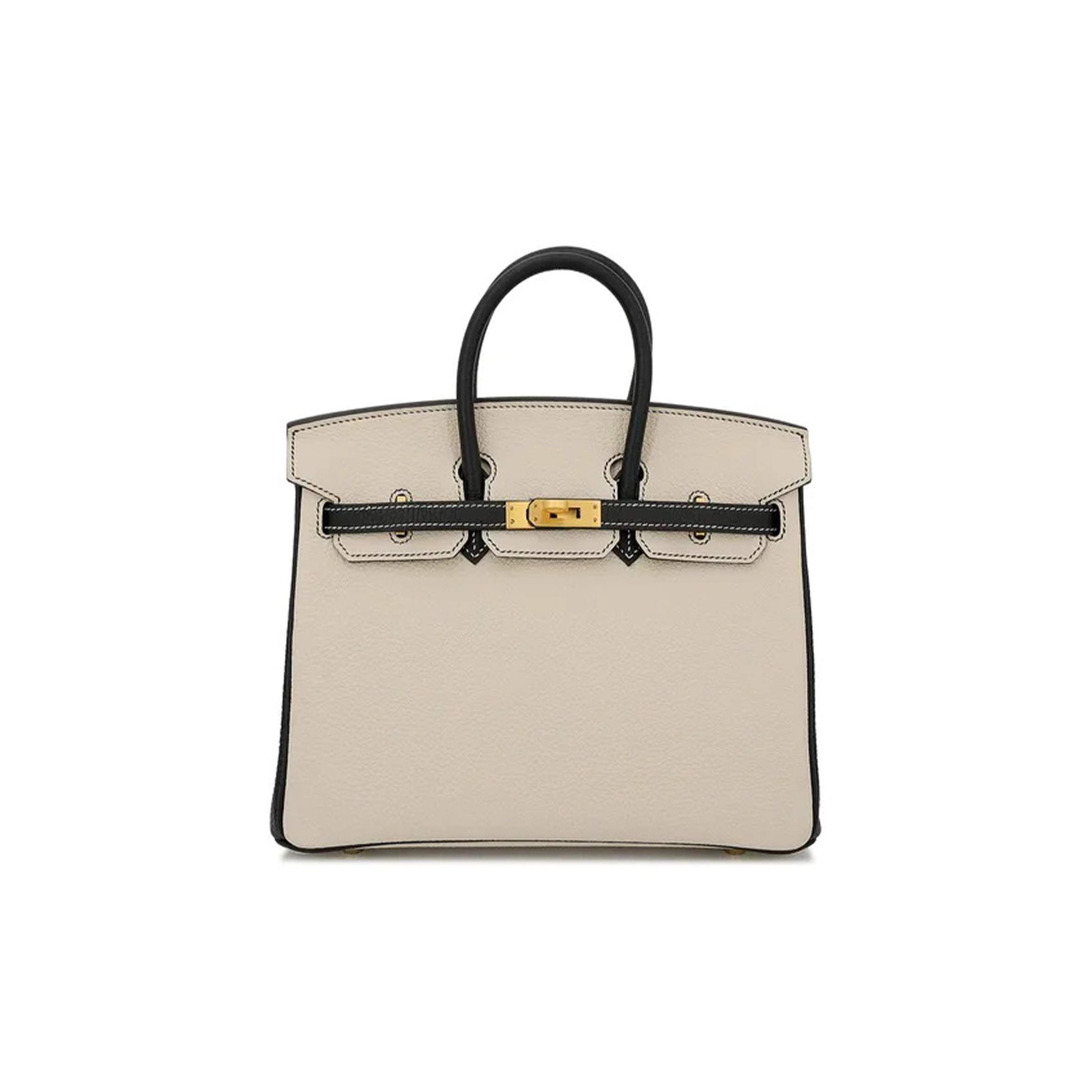 HERMES BIRKIN 25 EPSOM MILKSHAKE WHITE TINWARE GREY GOLD BUCKLE BAG H028368CK3S (25*20*13cm)